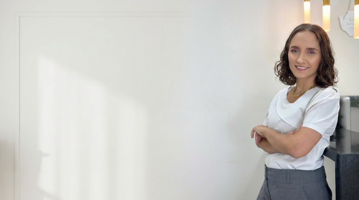 Amanda Zalla, nutricionista, em seu ambiente de atendimento